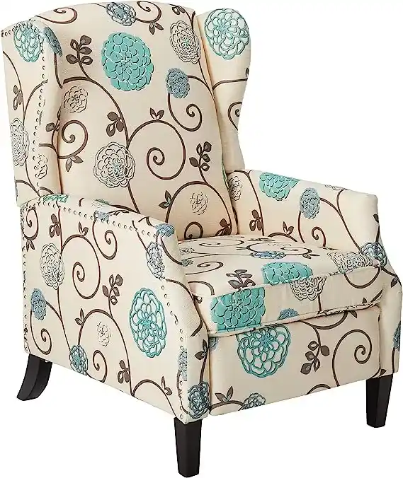 GDFStudio Westeros Traditional Wingback Fabric Recliner Chair